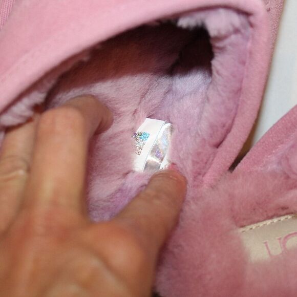 NIB UGG WOMEN'S DISCOQUETTE SUEDE SHEARLING LINED SLIPPERS PINK - Picture 6 of 7